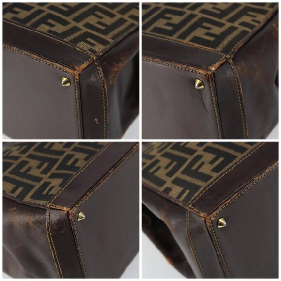 FENDI Zucca Canvas Hand Bag Black Brown Auth 144516 - Picture 14 of 16